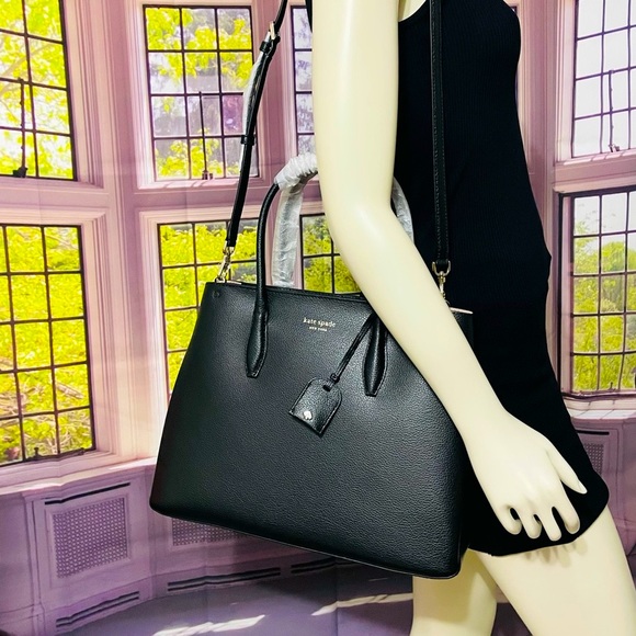NWT Kate Spade Eva medium black handbag Satchel - Picture 2 of 14